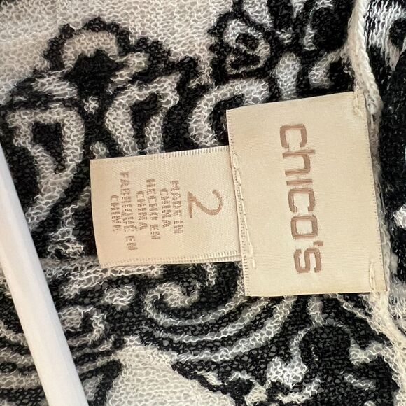 Chico's Embroidered Paisley Mesh Open Front Cardigan Kimono Tunic Top Sz 2 L/XL - Picture 3 of 5